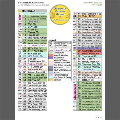 bell channel listing satellite tv printable.